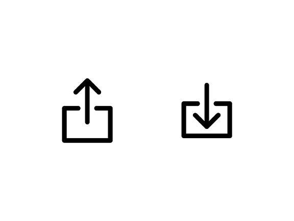 Submit and save icons. Outline style