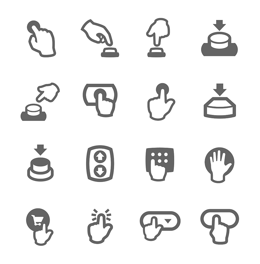 Simple set of buttons related vector icons for your design